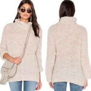 Free People Oatmeal Alpaca She's All that Cowl Neck Oversize Tunic Sweater Small